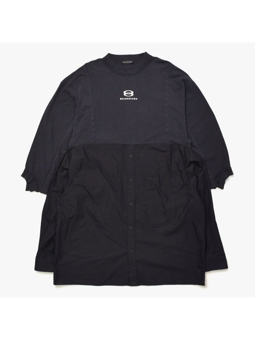 Balenciaga Hybrid Design Long Sleeve Top Layered Black Shirt